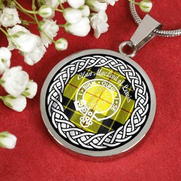 MacLead Of Lewis Tartan Crest Clan Scotland Tartan Plaid Circle Pendant Necklace Jewelry Gift For Women