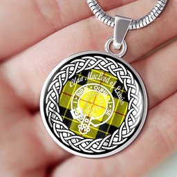 MacLead Of Lewis Tartan Crest Clan Scotland Tartan Plaid Circle Pendant Necklace Jewelry Gift For Women