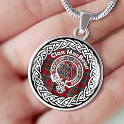 MacBean Tartan Crest Clan Scotland Tartan Plaid Circle Pendant Necklace Jewelry Gift For Women