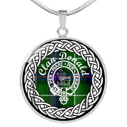 Donald Tartan Crest Clan Scotland Tartan Plaid Circle Pendant Necklace Jewelry Gift For Women