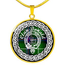 Donald Tartan Crest Clan Scotland Tartan Plaid Circle Pendant Necklace Jewelry Gift For Women