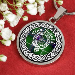Donald Tartan Crest Clan Scotland Tartan Plaid Circle Pendant Necklace Jewelry Gift For Women