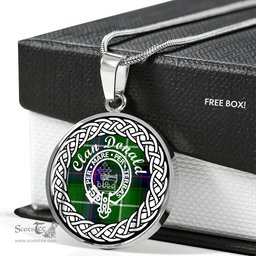 Donald Tartan Crest Clan Scotland Tartan Plaid Circle Pendant Necklace Jewelry Gift For Women