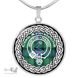 Armstrong Tartan Crest Clan Scotland Tartan Plaid Circle Pendant Necklace Jewelry Gift For Women