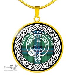 Armstrong Tartan Crest Clan Scotland Tartan Plaid Circle Pendant Necklace Jewelry Gift For Women