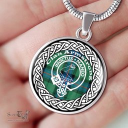 Armstrong Tartan Crest Clan Scotland Tartan Plaid Circle Pendant Necklace Jewelry Gift For Women