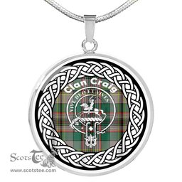 Craig Tartan Crest Clan Scotland Tartan Plaid Circle Pendant Necklace Jewelry Gift For Women
