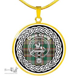 Craig Tartan Crest Clan Scotland Tartan Plaid Circle Pendant Necklace Jewelry Gift For Women