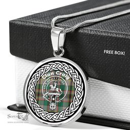 Craig Tartan Crest Clan Scotland Tartan Plaid Circle Pendant Necklace Jewelry Gift For Women