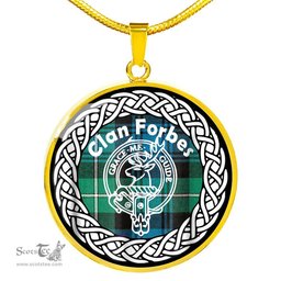 Forbes Tartan Crest Clan Scotland Tartan Plaid Circle Pendant Necklace Jewelry Gift For Women