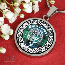 Forbes Tartan Crest Clan Scotland Tartan Plaid Circle Pendant Necklace Jewelry Gift For Women