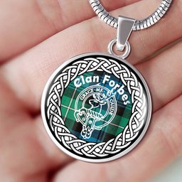 Forbes Tartan Crest Clan Scotland Tartan Plaid Circle Pendant Necklace Jewelry Gift For Women