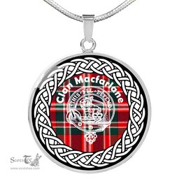 Macfarlane Tartan Crest Clan Scotland Tartan Plaid Circle Pendant Necklace Jewelry Gift For Women