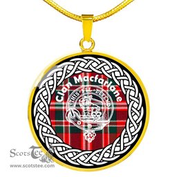 Macfarlane Tartan Crest Clan Scotland Tartan Plaid Circle Pendant Necklace Jewelry Gift For Women