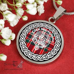 Macfarlane Tartan Crest Clan Scotland Tartan Plaid Circle Pendant Necklace Jewelry Gift For Women