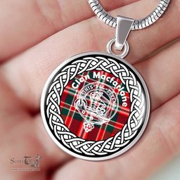 Macfarlane Tartan Crest Clan Scotland Tartan Plaid Circle Pendant Necklace Jewelry Gift For Women