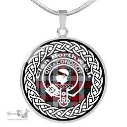 Borthwick Tartan Crest Clan Scotland Tartan Plaid Circle Pendant Necklace Jewelry Gift For Women