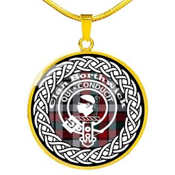Borthwick Tartan Crest Clan Scotland Tartan Plaid Circle Pendant Necklace Jewelry Gift For Women