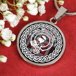Borthwick Tartan Crest Clan Scotland Tartan Plaid Circle Pendant Necklace Jewelry Gift For Women