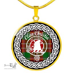 Christie Tartan Crest Clan Scotland Tartan Plaid Circle Pendant Necklace Jewelry Gift For Women
