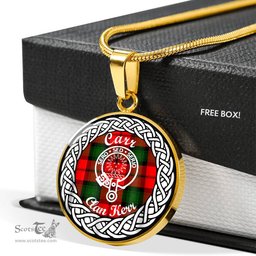 Carr Tartan Crest Clan Scotland Tartan Plaid Circle Pendant Necklace Jewelry Gift For Women