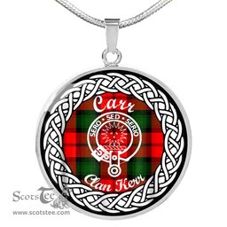 Carr Tartan Crest Clan Scotland Tartan Plaid Circle Pendant Necklace Jewelry Gift For Women
