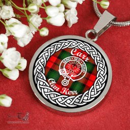 Carr Tartan Crest Clan Scotland Tartan Plaid Circle Pendant Necklace Jewelry Gift For Women