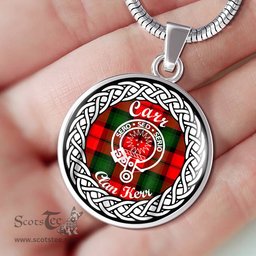 Carr Tartan Crest Clan Scotland Tartan Plaid Circle Pendant Necklace Jewelry Gift For Women