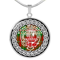 Burnett Tartan Crest Clan Scotland Tartan Plaid Circle Pendant Necklace Jewelry Gift For Women
