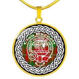 Burnett Tartan Crest Clan Scotland Tartan Plaid Circle Pendant Necklace Jewelry Gift For Women
