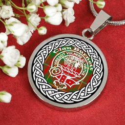 Burnett Tartan Crest Clan Scotland Tartan Plaid Circle Pendant Necklace Jewelry Gift For Women
