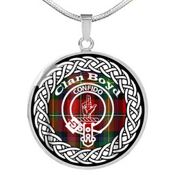 Boyd Tartan Crest Clan Scotland Tartan Plaid Circle Pendant Necklace Jewelry Gift For Women