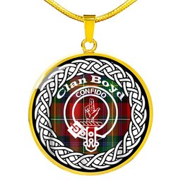 Boyd Tartan Crest Clan Scotland Tartan Plaid Circle Pendant Necklace Jewelry Gift For Women