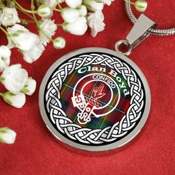 Boyd Tartan Crest Clan Scotland Tartan Plaid Circle Pendant Necklace Jewelry Gift For Women
