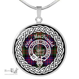 MacDonald Tartan Crest Clan Scotland Tartan Plaid Circle Pendant Necklace Jewelry Gift For Women