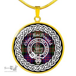 MacDonald Tartan Crest Clan Scotland Tartan Plaid Circle Pendant Necklace Jewelry Gift For Women