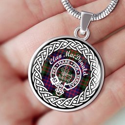 MacDonald Tartan Crest Clan Scotland Tartan Plaid Circle Pendant Necklace Jewelry Gift For Women