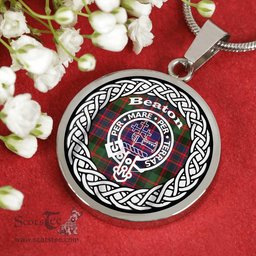 Beaton Tartan Crest Clan Scotland Tartan Plaid Circle Pendant Necklace Jewelry Gift For Women