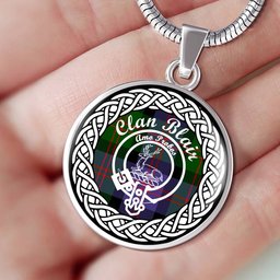 Blair jewelry Blair Tartan Crest Clan Scotland Tartan Plaid Circle Pendant Necklace Jewelry Gift For Women
