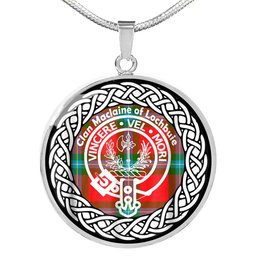 Maclaine Of Lochbuie Tartan Crest Clan Scotland Tartan Plaid Circle Pendant Necklace Jewelry Gift For Women