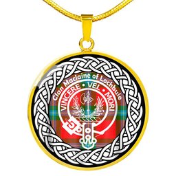 Maclaine Of Lochbuie Tartan Crest Clan Scotland Tartan Plaid Circle Pendant Necklace Jewelry Gift For Women