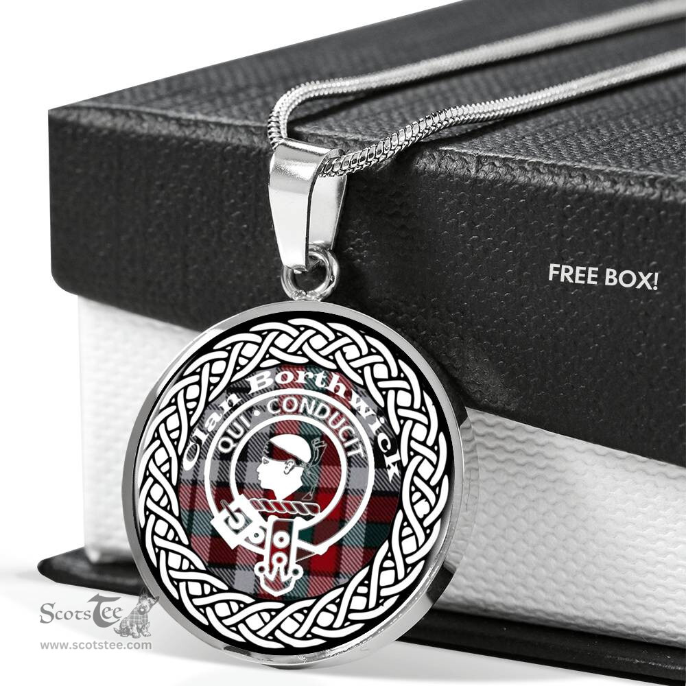Borthwick Tartan Crest Clan Scotland Tartan Plaid Circle Pendant Necklace Jewelry Gift For Women
