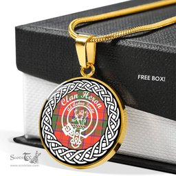 Heron Tartan Crest Clan Scotland Tartan Plaid Circle Pendant Necklace Jewelry Gift For Women