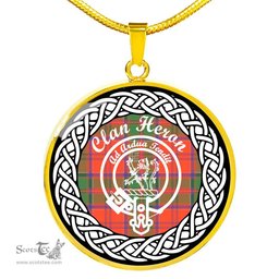 Heron Tartan Crest Clan Scotland Tartan Plaid Circle Pendant Necklace Jewelry Gift For Women