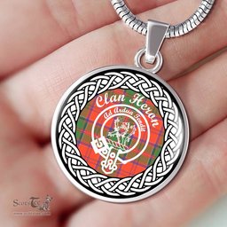 Heron Tartan Crest Clan Scotland Tartan Plaid Circle Pendant Necklace Jewelry Gift For Women