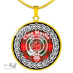 Macfie Tartan Crest Clan Scotland Tartan Plaid Circle Pendant Necklace Jewelry Gift For Women