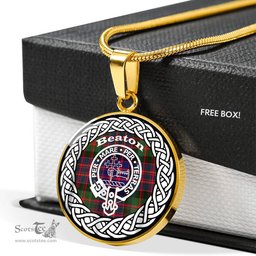Beaton Tartan Crest Clan Scotland Tartan Plaid Circle Pendant Necklace Jewelry Gift For Women
