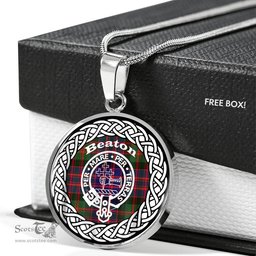 Beaton Tartan Crest Clan Scotland Tartan Plaid Circle Pendant Necklace Jewelry Gift For Women