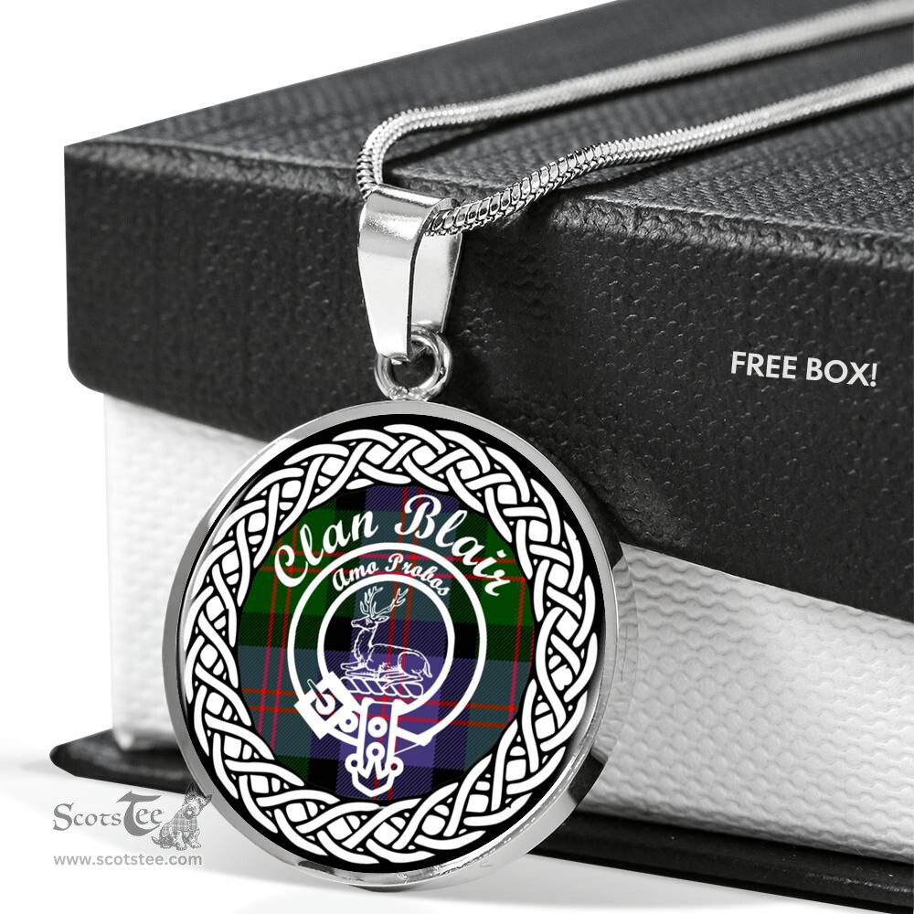 Blair Tartan Crest Clan Scotland Tartan Plaid Circle Pendant Necklace Jewelry Gift For Women