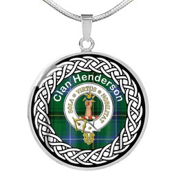 Henderson Old Tartan Crest Clan Scotland Tartan Plaid Circle Pendant Necklace Jewelry Gift For Women